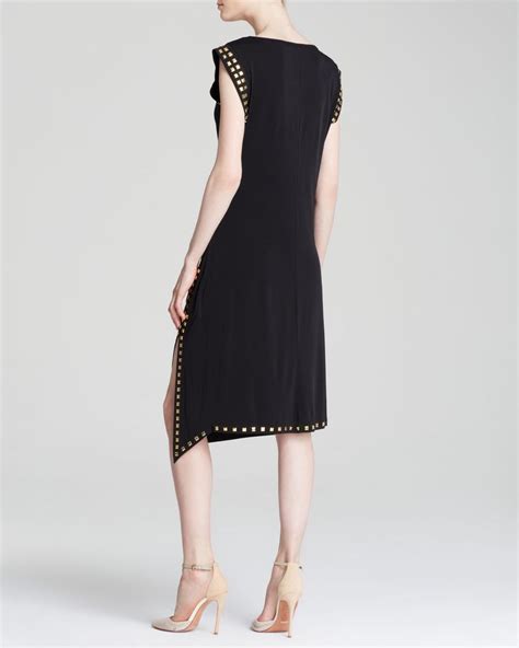 michael kors black wrap dress|michael kors black studded dress.